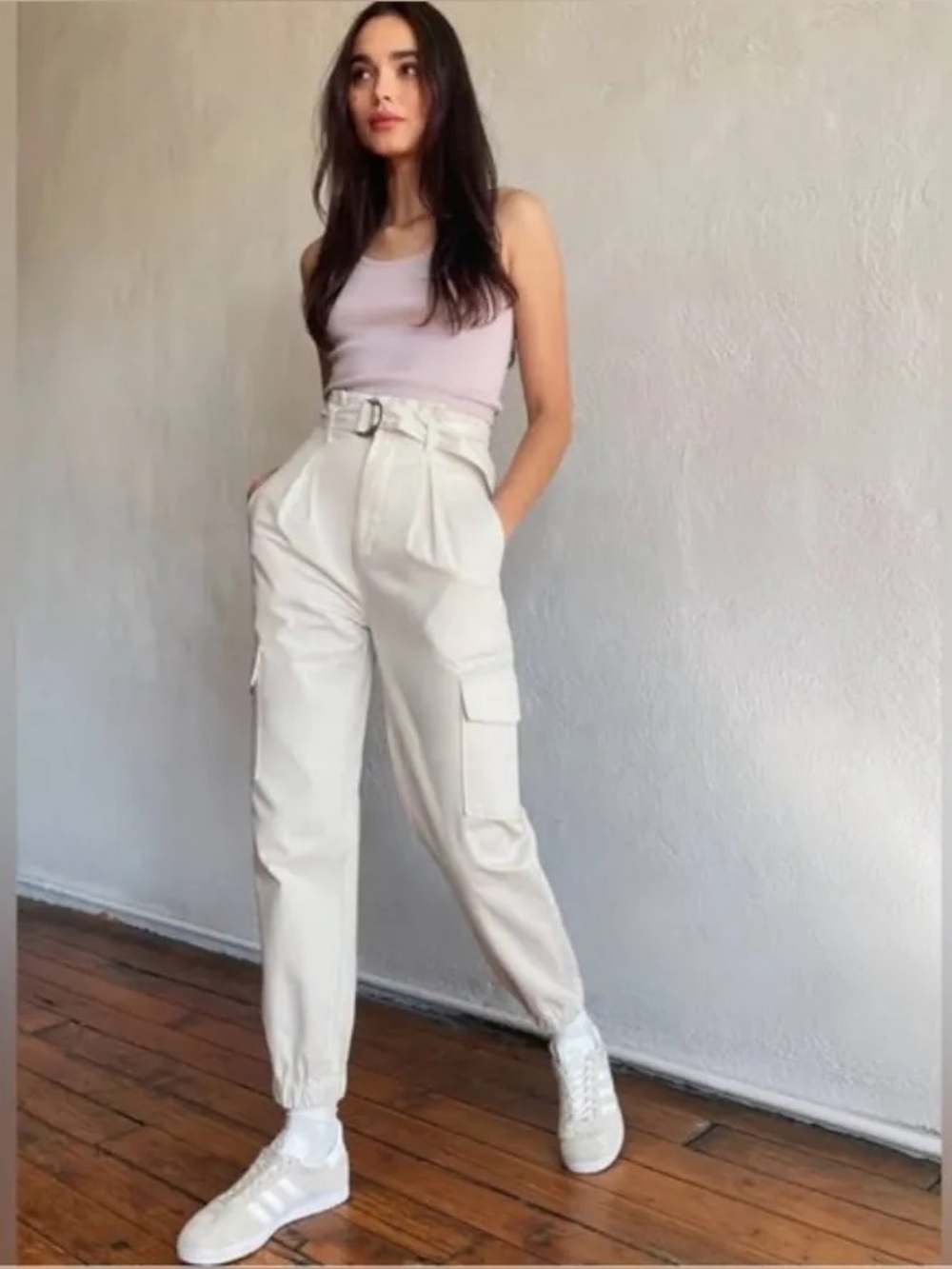 ARITZIA SUNDAY BEST gravity Cargo  Pants with Belt light birch 2